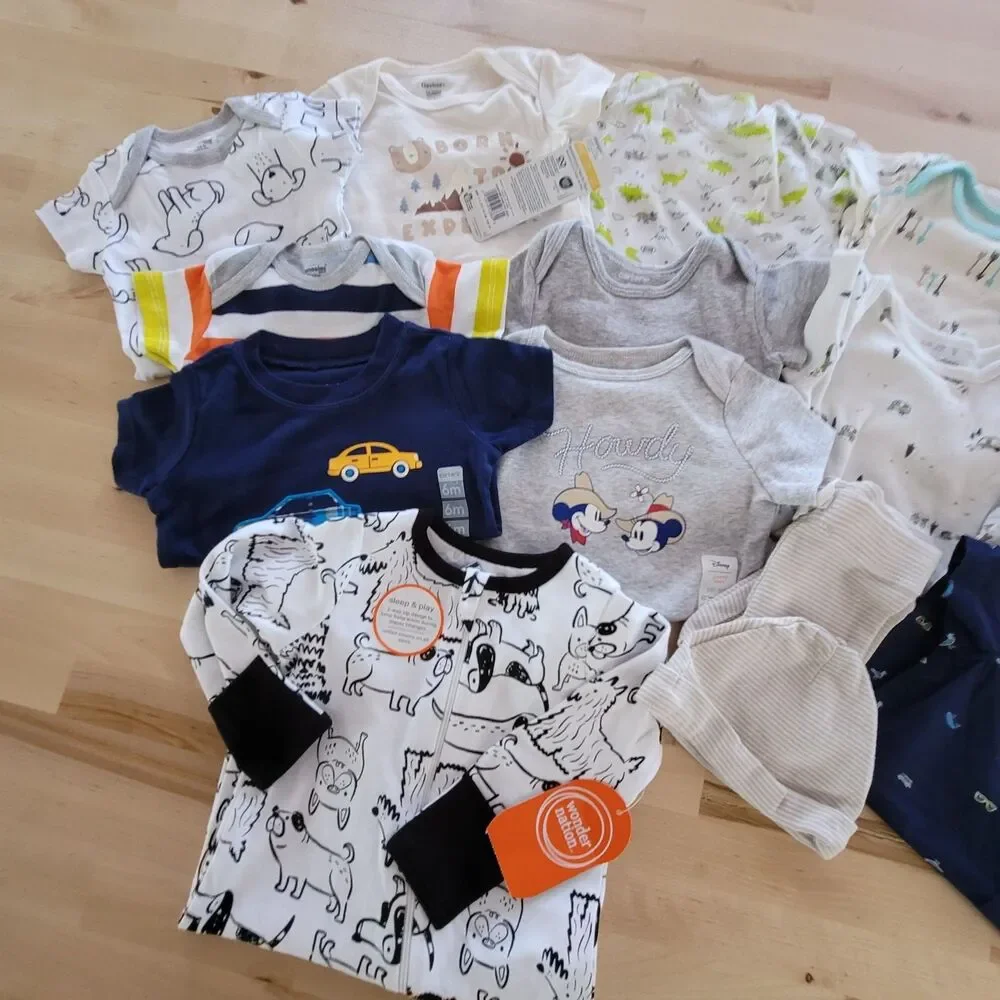 Baby Boy Clothing Lot 3m 3-6m Carter's NEW Spring Summer One Piece Pajamas Blue